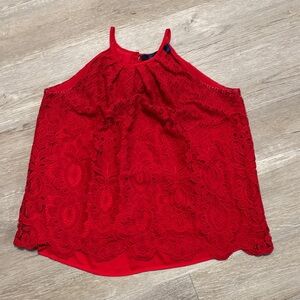 Blue Rain Vibrant Red Lace Tank Top
